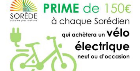 Prime pour l'achat d'un vélo électrique neuf ou occasion Mairie de Sorède (66) Pyrénées Orientales