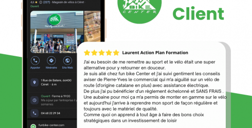 Retour d'exprience de Laurent chez Fun Bike Center Cret